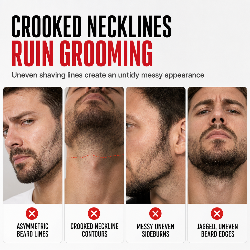 Red 4-Piece Beard Shaping Tool and Hair Styling Comb Set with Neckline Hair Trimming
