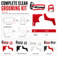 Red 4-Piece Beard Shaping Tool and Hair Styling Comb Set with Neckline Hair Trimming