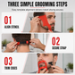 Red 4-Piece Beard Shaping Tool and Hair Styling Comb Set with Neckline Hair Trimming