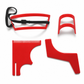 Red 4-Piece Beard Shaping Tool and Hair Styling Comb Set with Neckline Hair Trimming