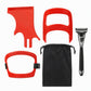 Red 4-Piece Beard Shaping Tool and Hair Styling Comb Set with Neckline Hair Trimming