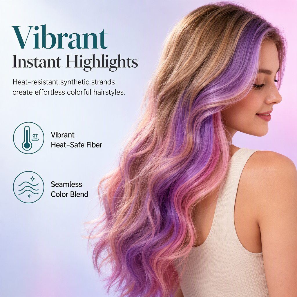 💇‍♀️ Extensión de cabello liso de color con clip | Colocación rápida y sin pegamento