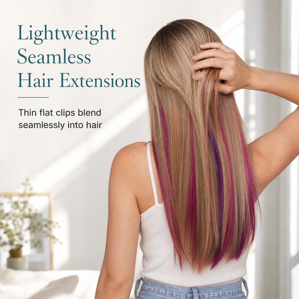 💇‍♀️ Extensión de cabello liso de color con clip | Colocación rápida y sin pegamento