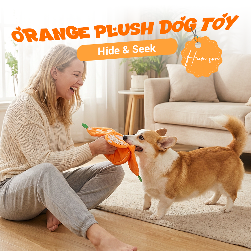 Juguete de peluche para perros en forma de naranja para esconder premios