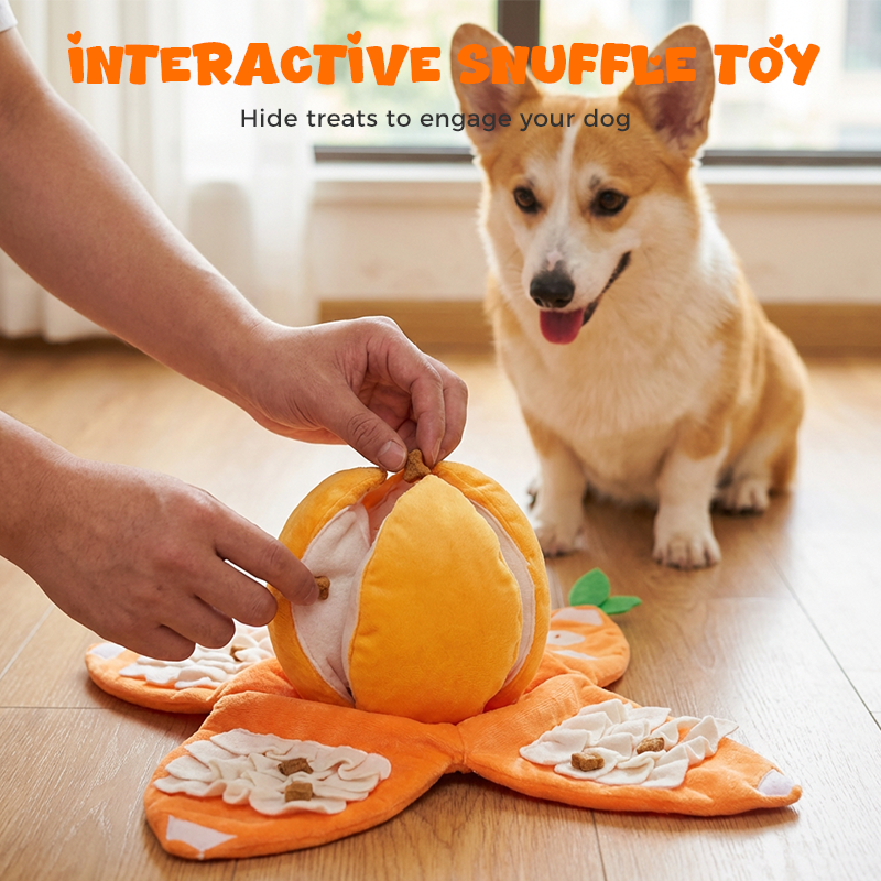 Juguete de peluche para perros en forma de naranja para esconder premios