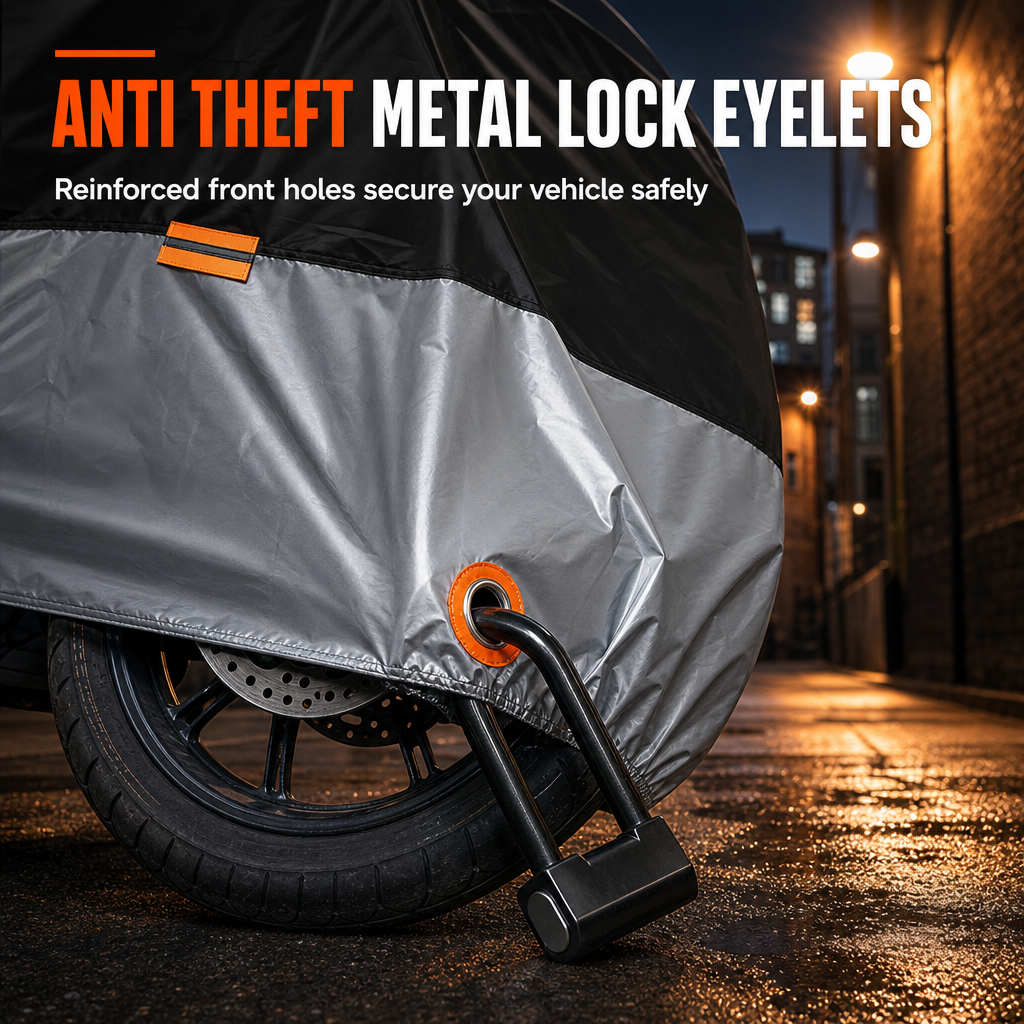 Funda impermeable para motocicleta con orificios para candado