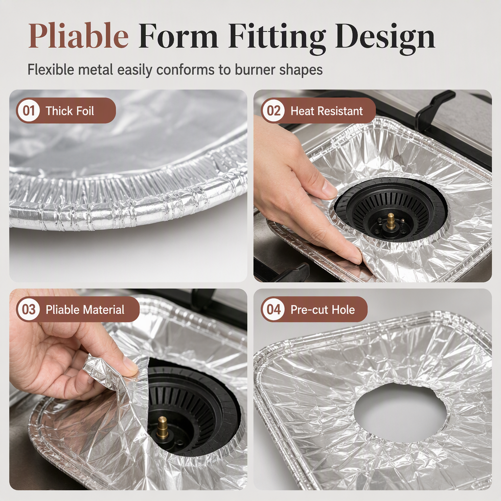 🍳 50% DTO. POR TIEMPO LIMITADO! 🔥 Protectores de papel de aluminio para quemadores de estufa de gas (Paquete de 10) 🛡️