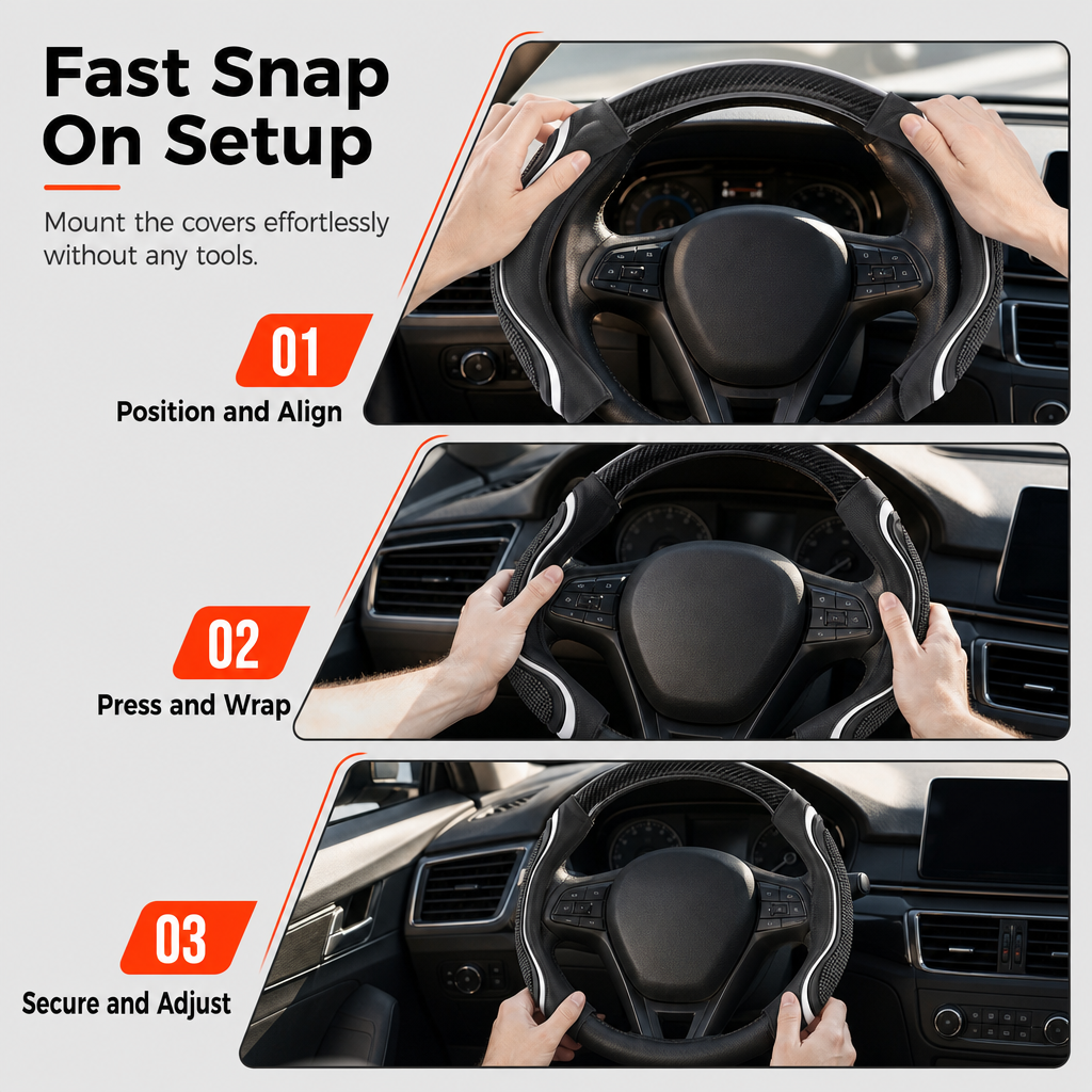 🔈50%OFF 🔥Universal Carbon Fibre Steering Wheel Cover – Anti-Slip Breathable Grip & Napa-Style Finish, Refresh Your Daily Drive ✨