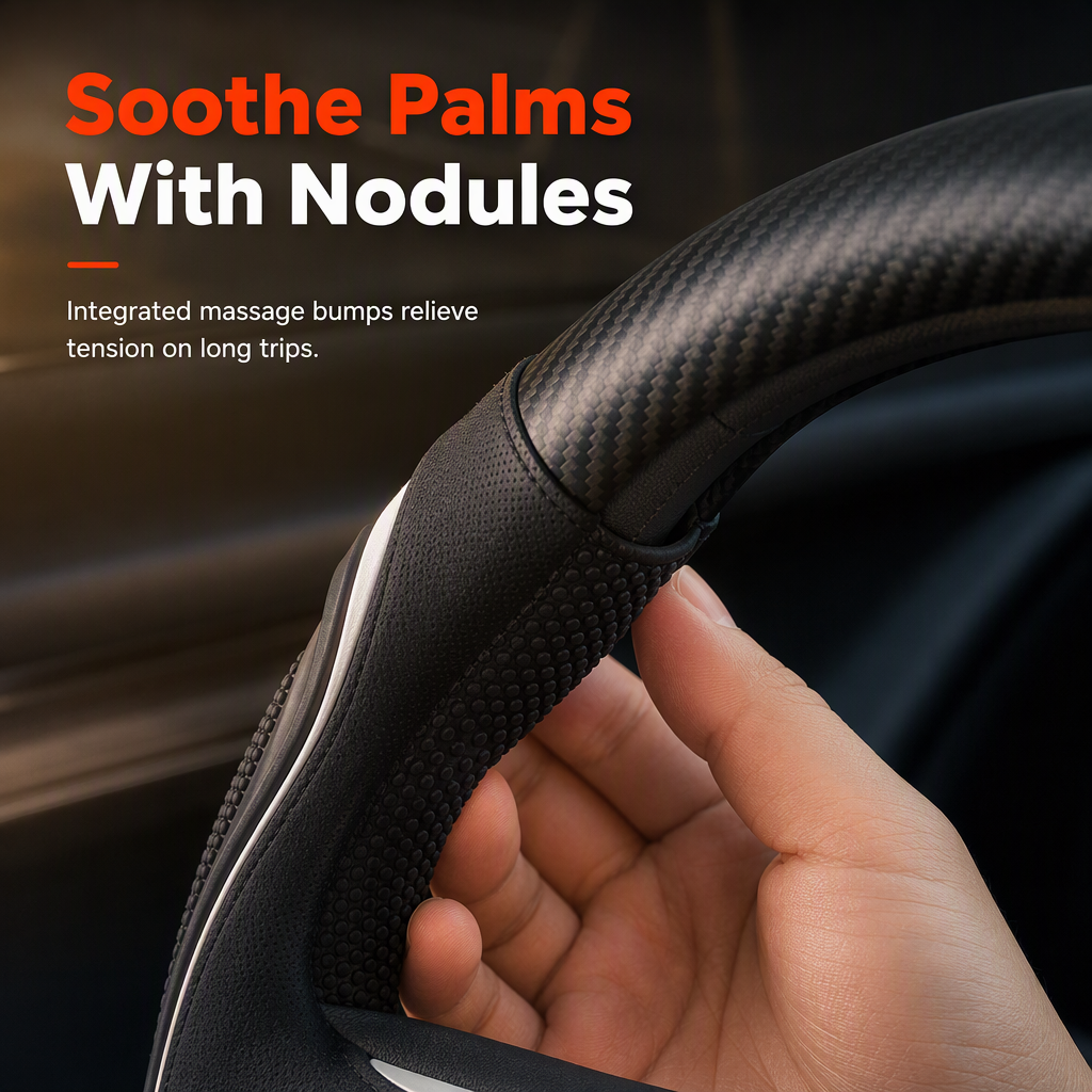 🔈50%OFF 🔥Universal Carbon Fibre Steering Wheel Cover – Anti-Slip Breathable Grip & Napa-Style Finish, Refresh Your Daily Drive ✨