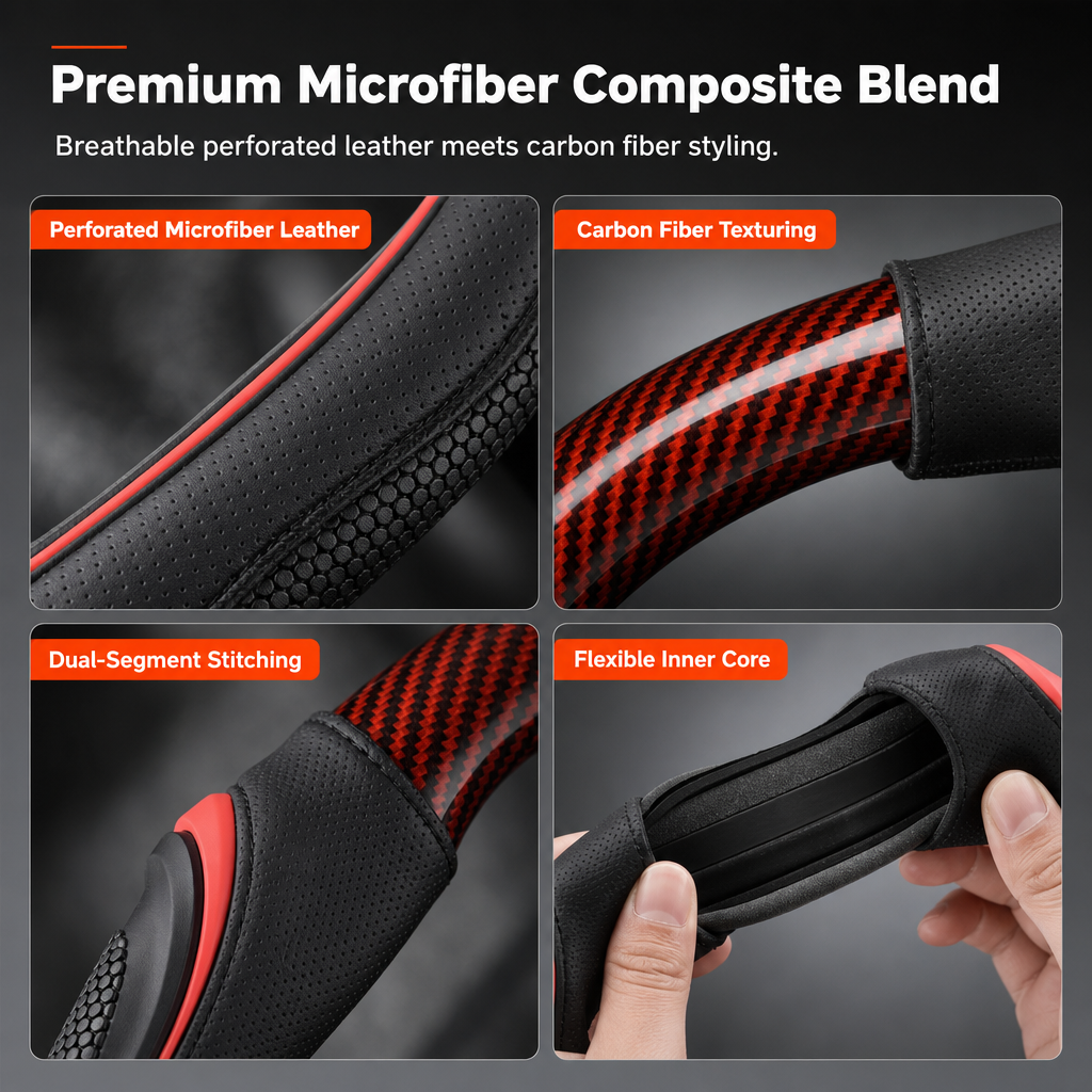 🔈50%OFF 🔥Universal Carbon Fibre Steering Wheel Cover – Anti-Slip Breathable Grip & Napa-Style Finish, Refresh Your Daily Drive ✨