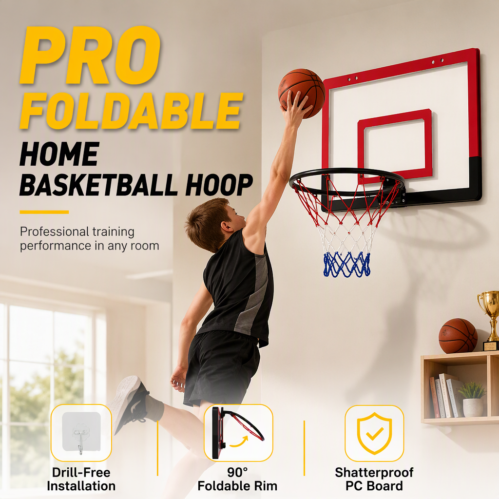⏳¡50% DE DESCUENTO!💥Aro de Baloncesto Plegable de Pared Sin Taladrar para Niños