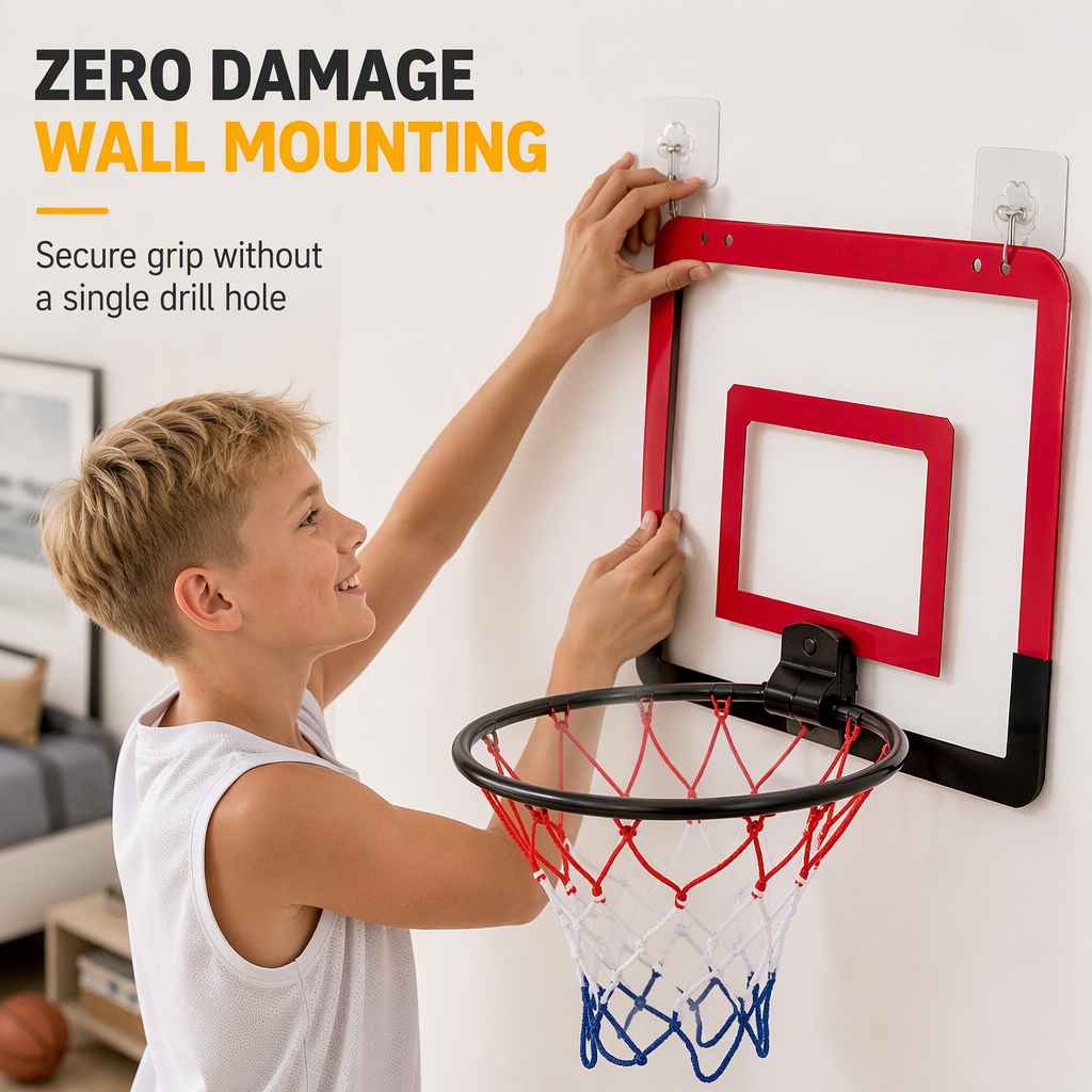 ⏳¡50% DE DESCUENTO!💥Aro de Baloncesto Plegable de Pared Sin Taladrar para Niños