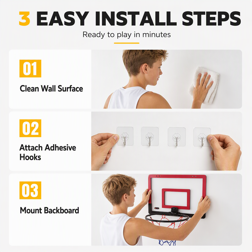 ⏳¡50% DE DESCUENTO!💥Aro de Baloncesto Plegable de Pared Sin Taladrar para Niños