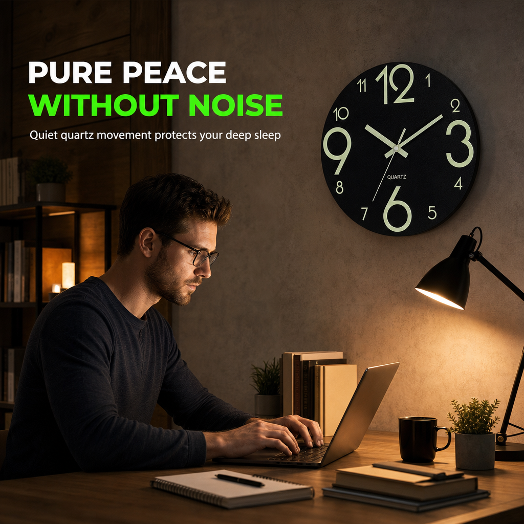 🔥 Oferta por tiempo limitado 🕰️ Reloj de pared silencioso de 30 cm con efecto madera y números luminosos ✨