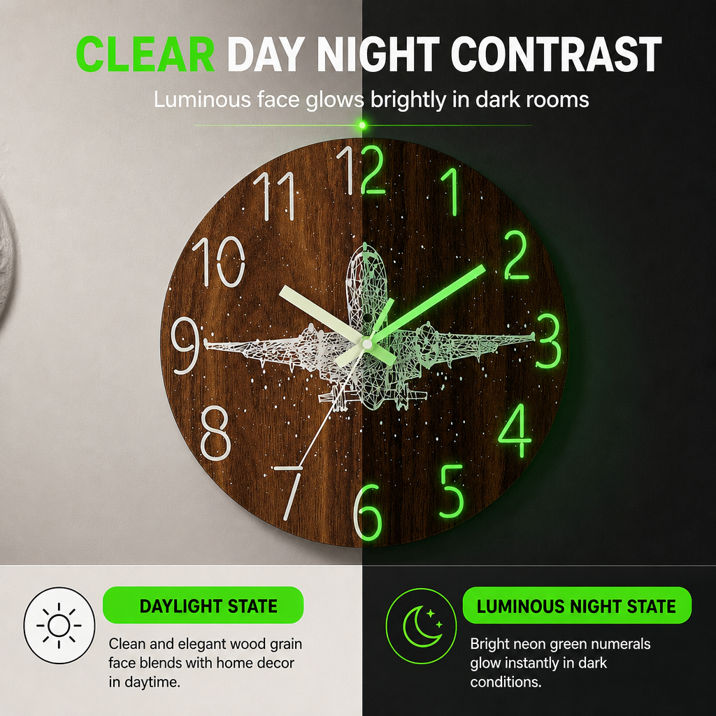 🔥 Oferta por tiempo limitado 🕰️ Reloj de pared silencioso de 30 cm con efecto madera y números luminosos ✨