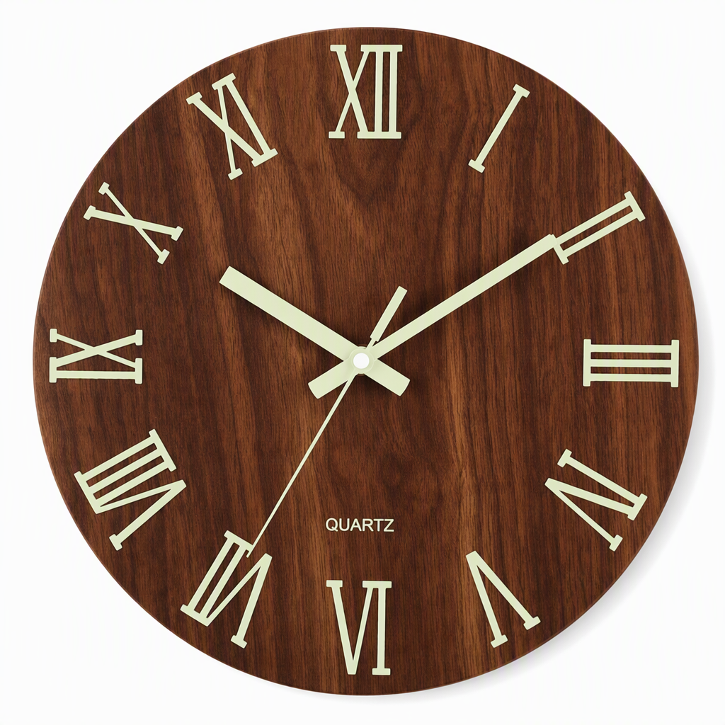 🔥 Oferta por tiempo limitado 🕰️ Reloj de pared silencioso de 30 cm con efecto madera y números luminosos ✨