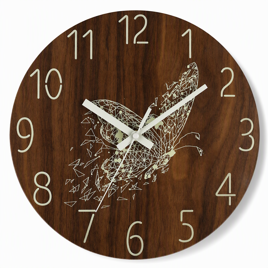 🔥 Oferta por tiempo limitado 🕰️ Reloj de pared silencioso de 30 cm con efecto madera y números luminosos ✨