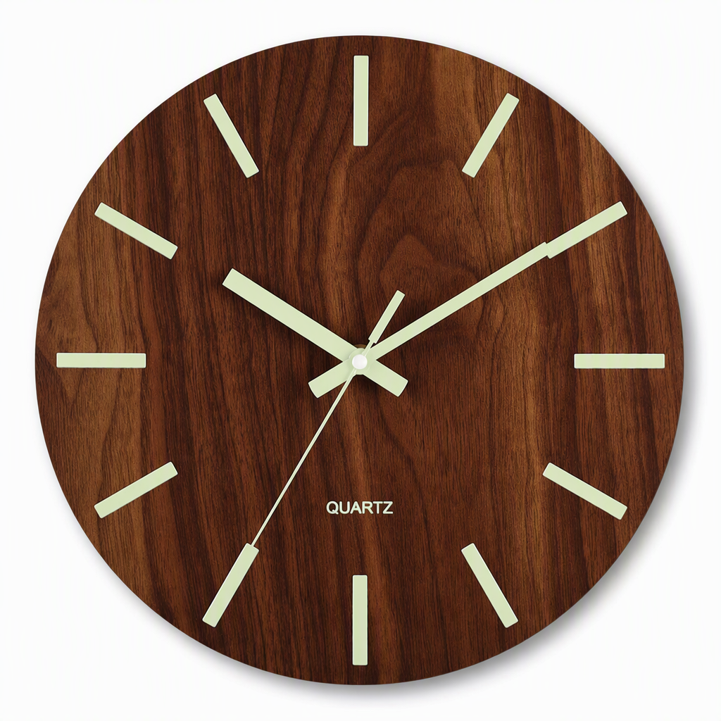 🔥 Oferta por tiempo limitado 🕰️ Reloj de pared silencioso de 30 cm con efecto madera y números luminosos ✨