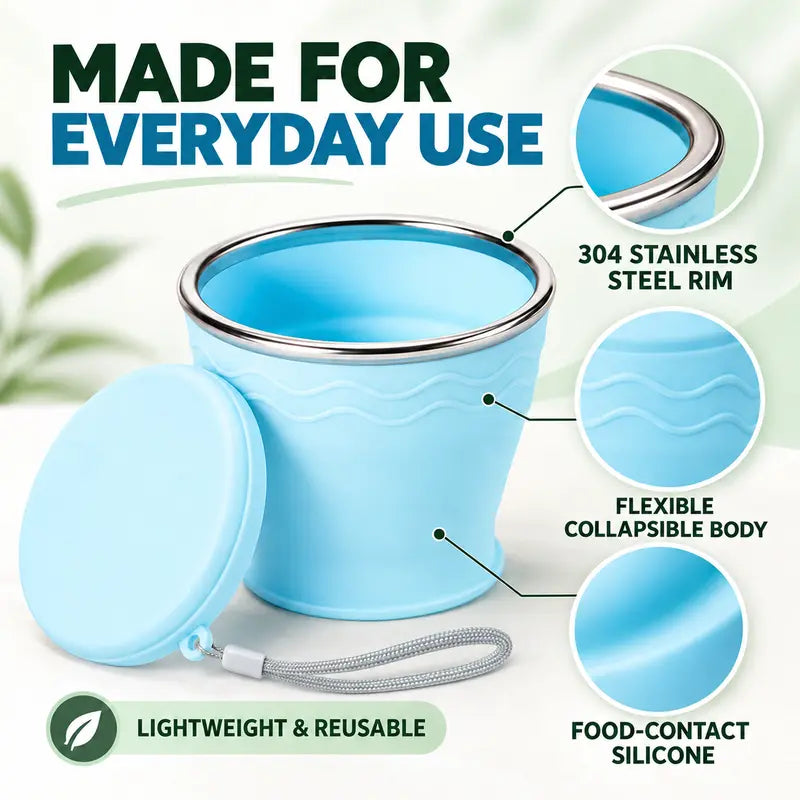 ¡Bebe al Instante Donde Vayas! Vaso de Viaje Plegable de Silicona