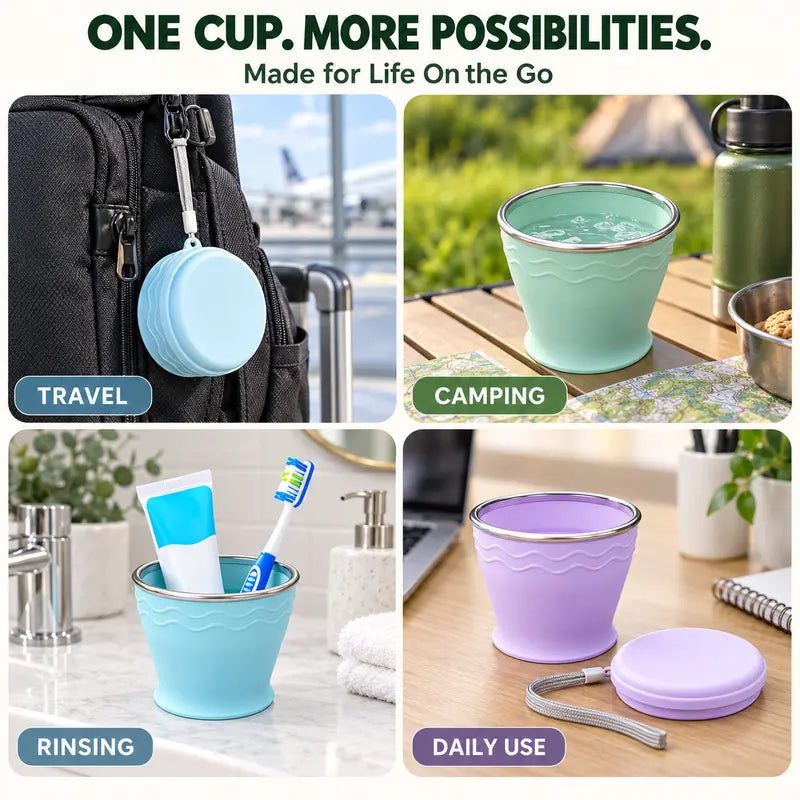 ¡Bebe al Instante Donde Vayas! Vaso de Viaje Plegable de Silicona