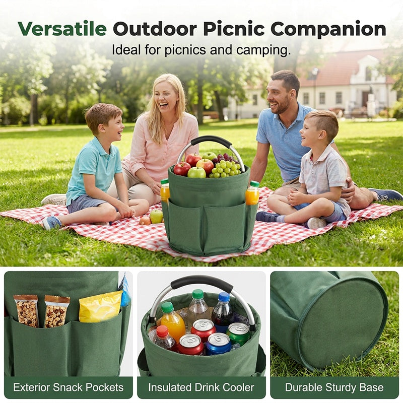 Cesta de Picnic Plegable y Organizador Multiusos Portátil