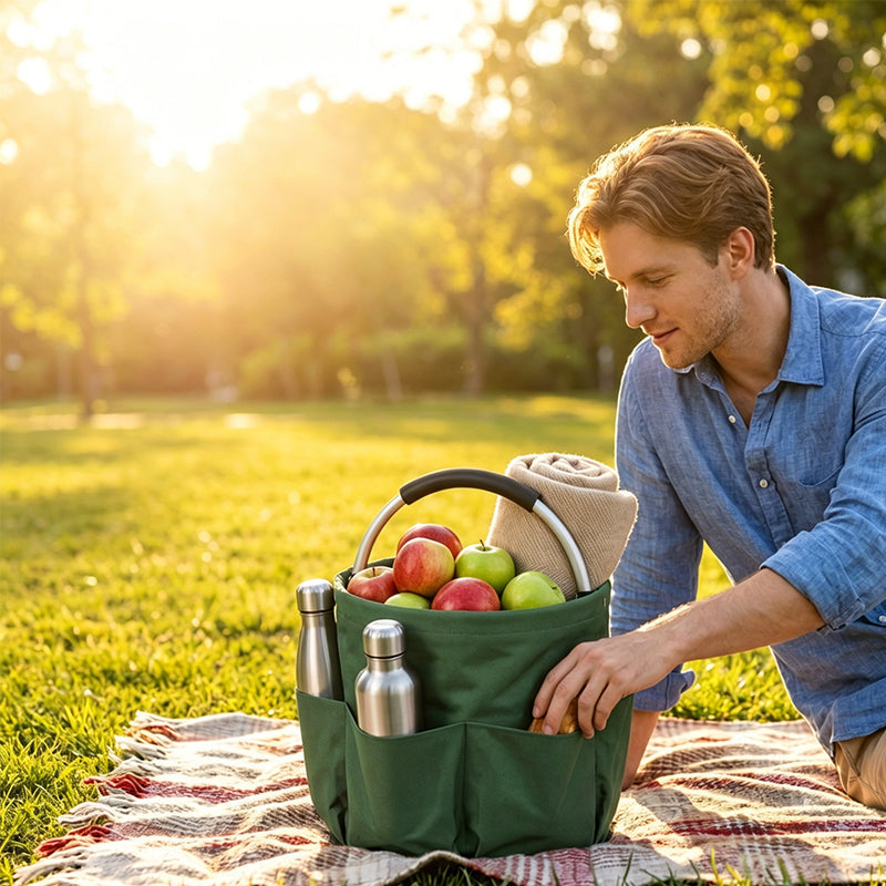 Cesta de Picnic Plegable y Organizador Multiusos Portátil