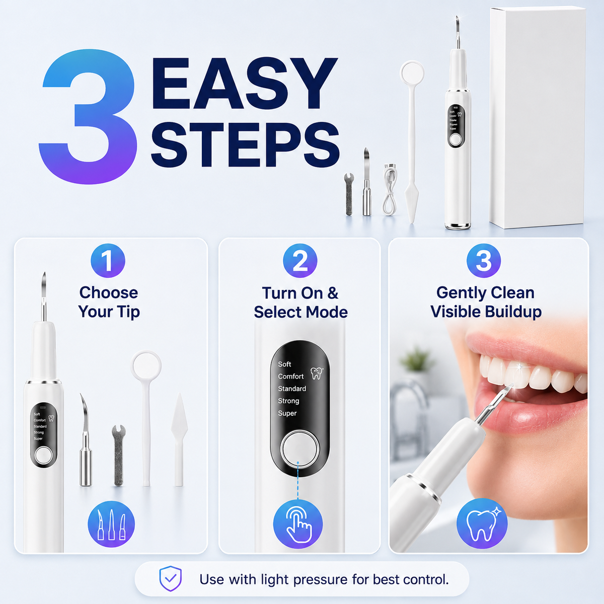 Limpiador dental ultrasónico portátil y kit eliminador de sarro