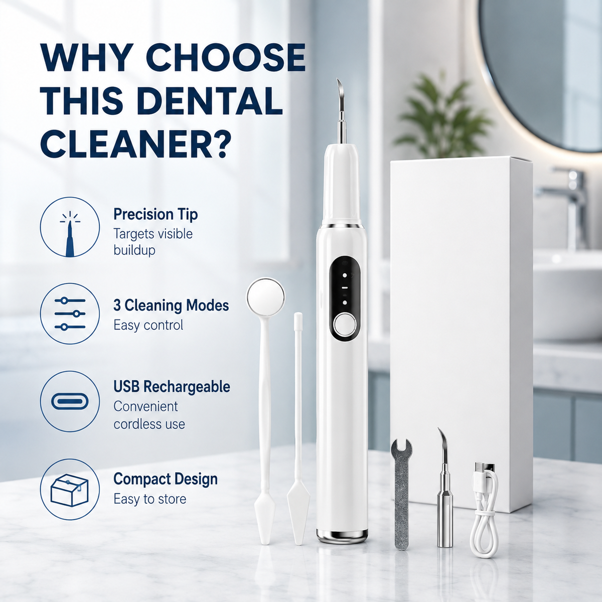 Limpiador dental ultrasónico portátil y kit eliminador de sarro