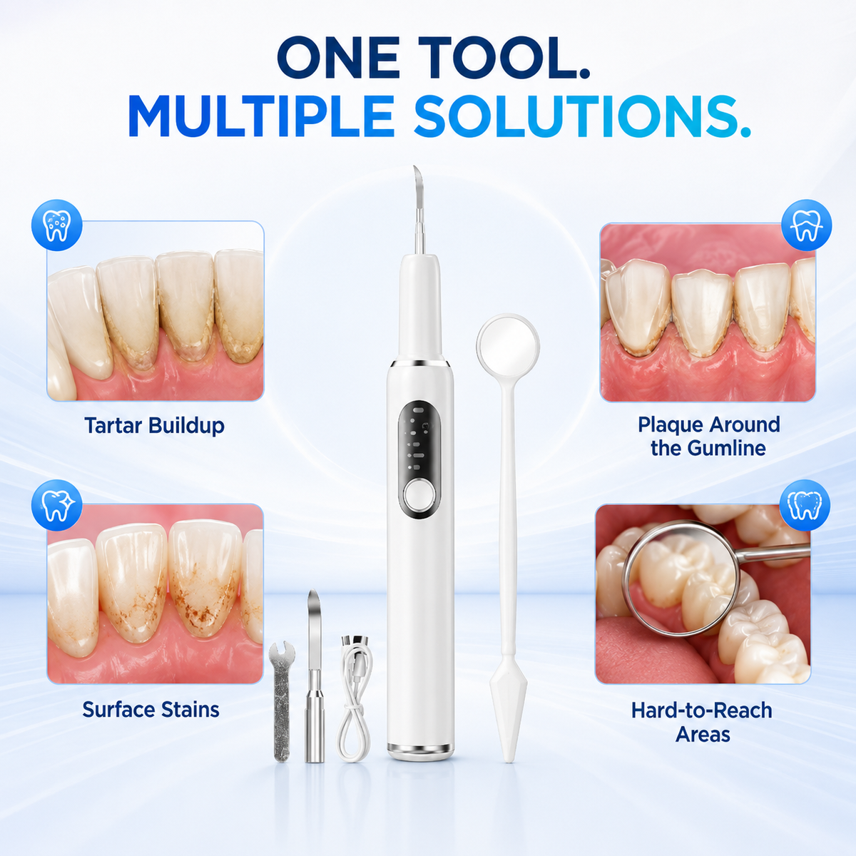 Limpiador dental ultrasónico portátil y kit eliminador de sarro