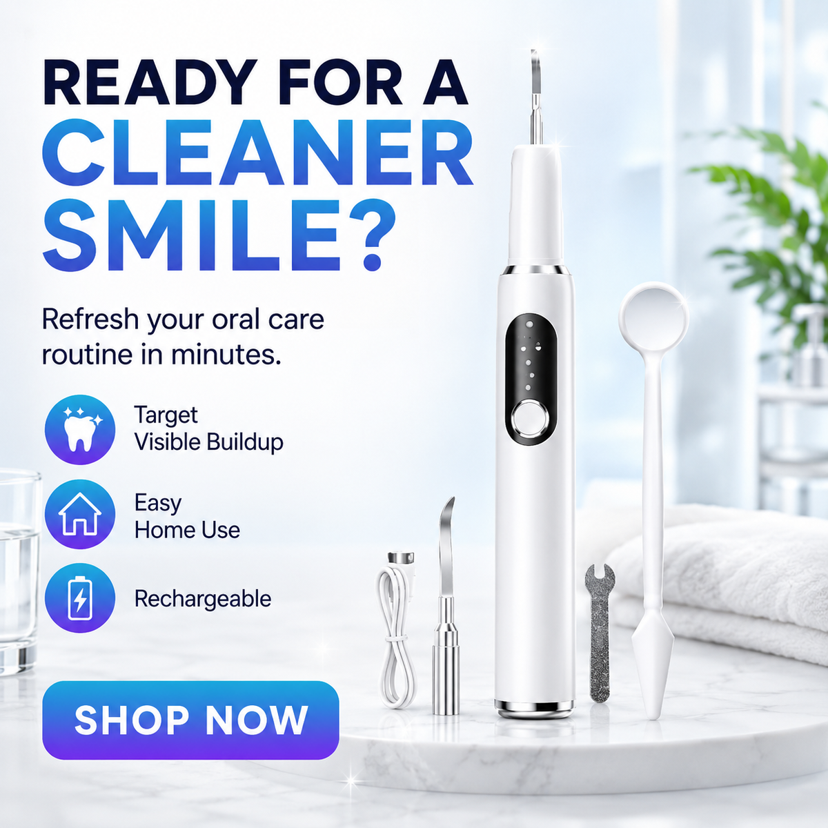 Limpiador dental ultrasónico portátil y kit eliminador de sarro