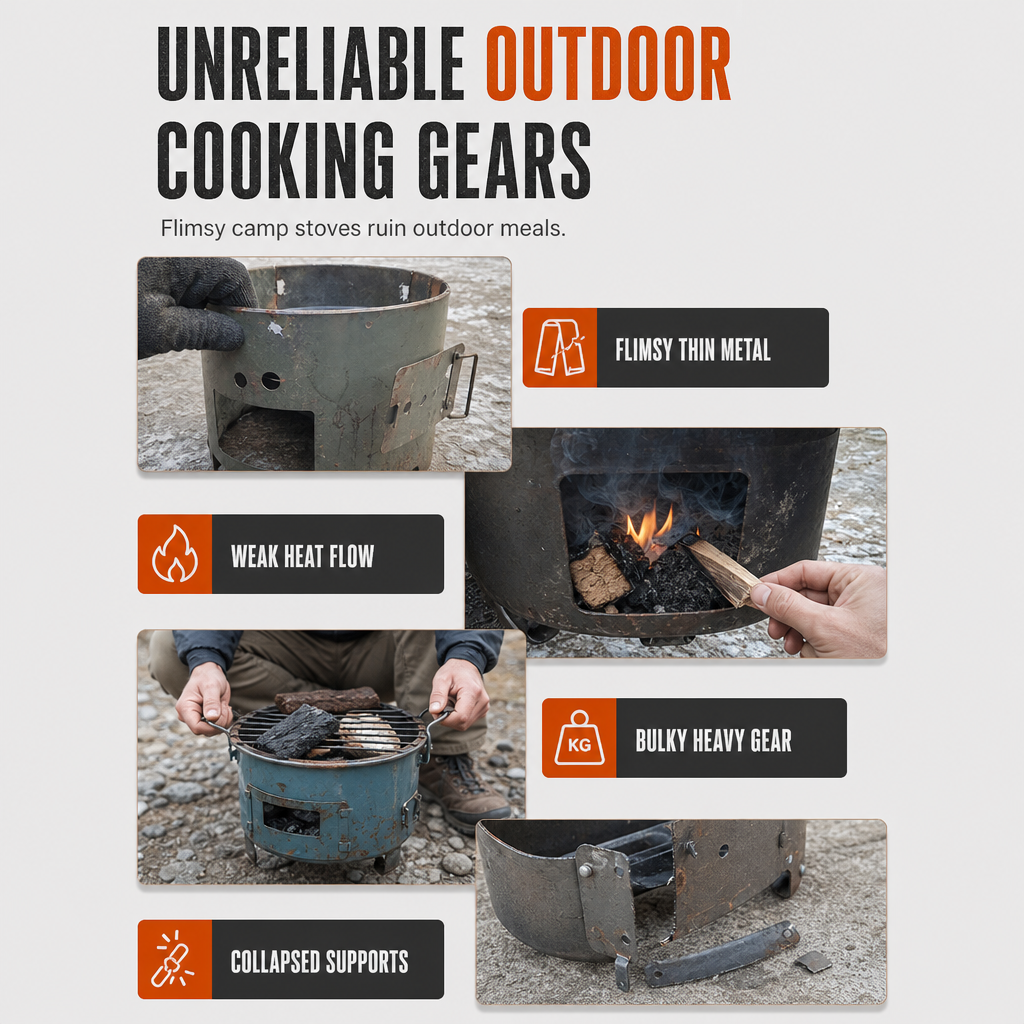 🎁 Novedad 2026 · ¡50% de descuento! Hornillo de camping de acero al carbono · Leña y carbón