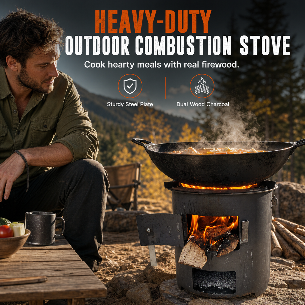 🎁 Novedad 2026 · ¡50% de descuento! Hornillo de camping de acero al carbono · Leña y carbón