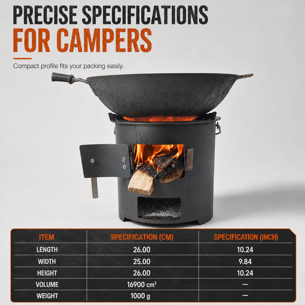 🎁 Novedad 2026 · ¡50% de descuento! Hornillo de camping de acero al carbono · Leña y carbón