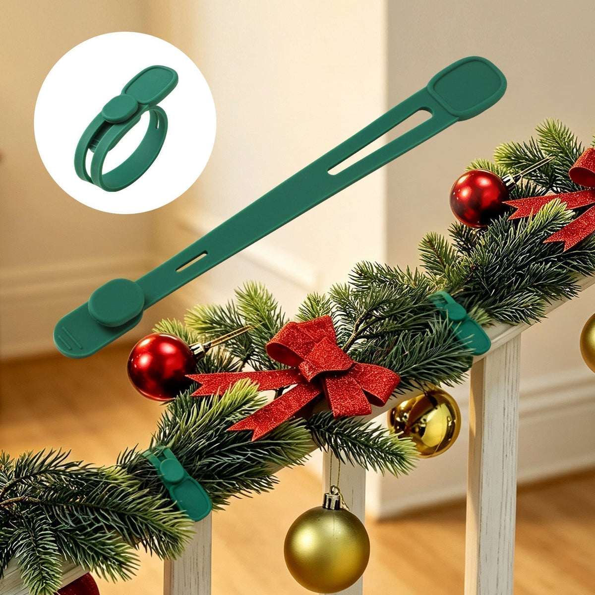 🎄 ¡50% DE DESCUENTO POR TIEMPO LIMITADO! 🎁 Sujetadores de Silicón y Ganchos Sin Rastro para Coronas Navideñas – Kit Reutilizable para Colgar Decoración sin Daños ✨