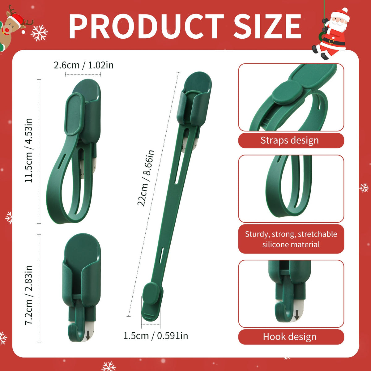 🎄 ¡50% DE DESCUENTO POR TIEMPO LIMITADO! 🎁 Sujetadores de Silicón y Ganchos Sin Rastro para Coronas Navideñas – Kit Reutilizable para Colgar Decoración sin Daños ✨