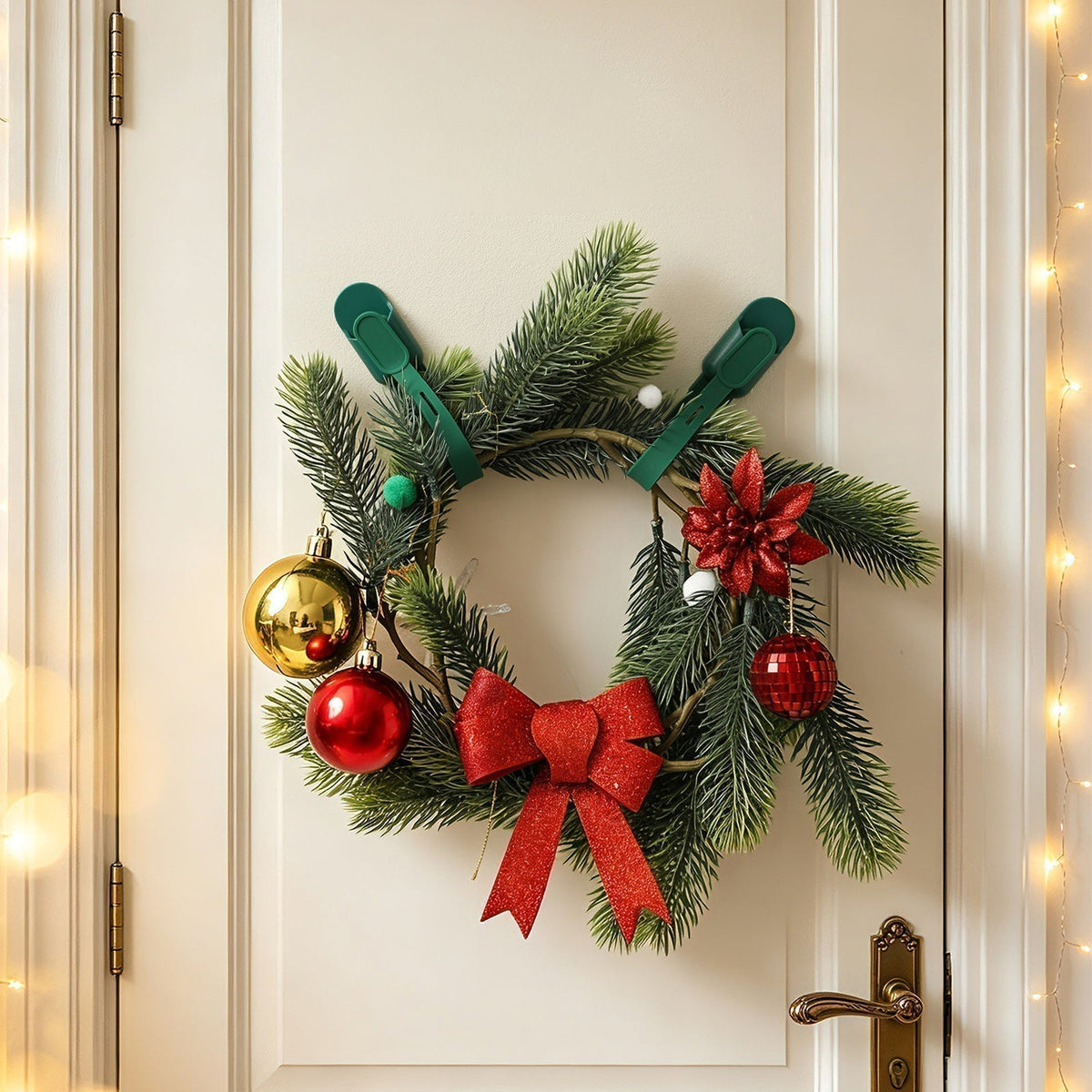 🎄 ¡50% DE DESCUENTO POR TIEMPO LIMITADO! 🎁 Sujetadores de Silicón y Ganchos Sin Rastro para Coronas Navideñas – Kit Reutilizable para Colgar Decoración sin Daños ✨