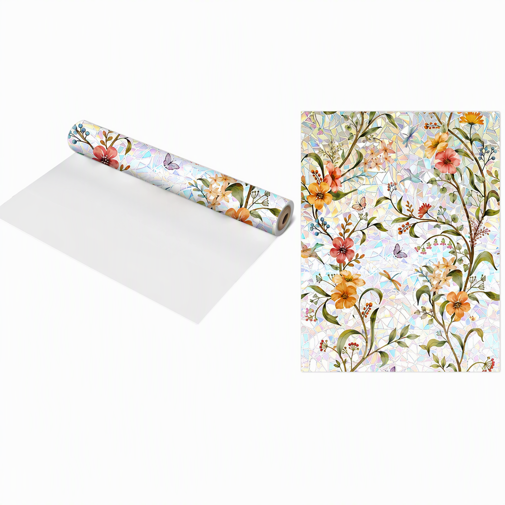 📢📢 ¡50% DE DESCUENTO! ⏰ Película Decorativa Arcoíris para Ventanas con Diseño Floral y Adherencia Estática