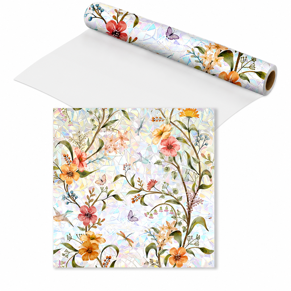 📢📢 ¡50% DE DESCUENTO! ⏰ Película Decorativa Arcoíris para Ventanas con Diseño Floral y Adherencia Estática