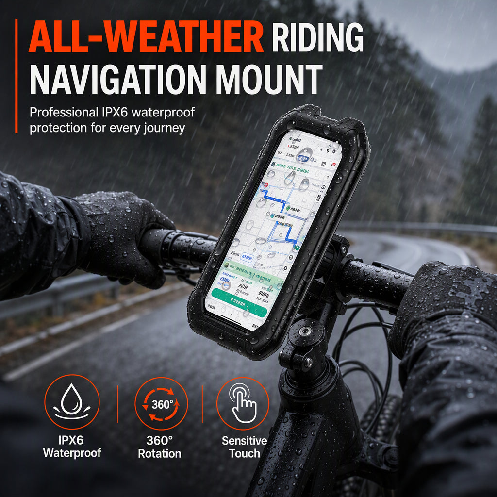 📢📢¡50% de Descuento! ⏰Soporte Impermeable de Celular para Moto y Bicicleta con Pantalla Táctil y Rotación 360°
