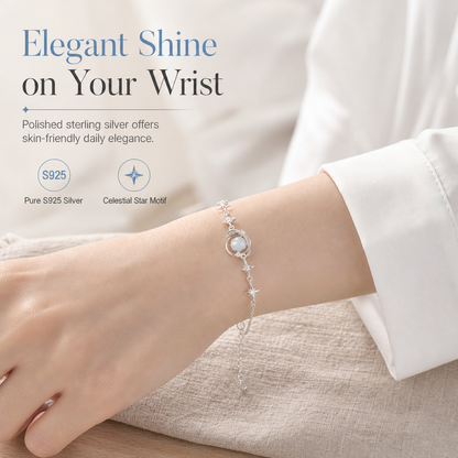 🎁¡50% de Descuento!💥Pulsera de Plata S925 con Dije de Planeta y Estrella – Hipoalergénica y Elegante✨