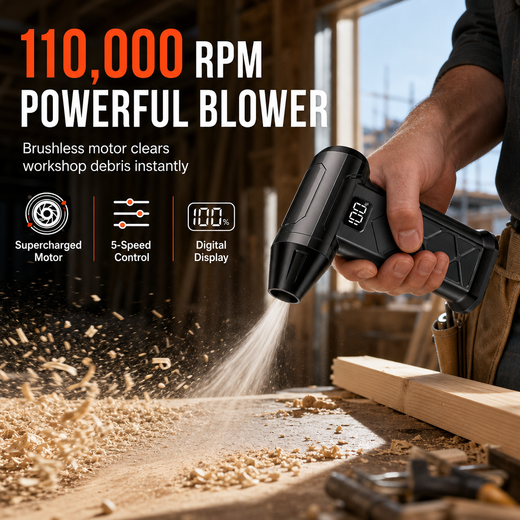 ⏳Especial por Tiempo Limitado⏰Mini Ventilador Turbo Portátil de Alta Velocidad 110,000 RPM con Motor Sin Escobillas y Luz LED