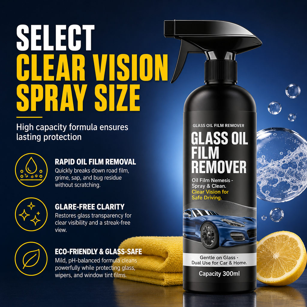 🚗Spray Eliminador de Película de Aceite en Vidrios de Auto💦Limpieza Profunda de Parabrisas