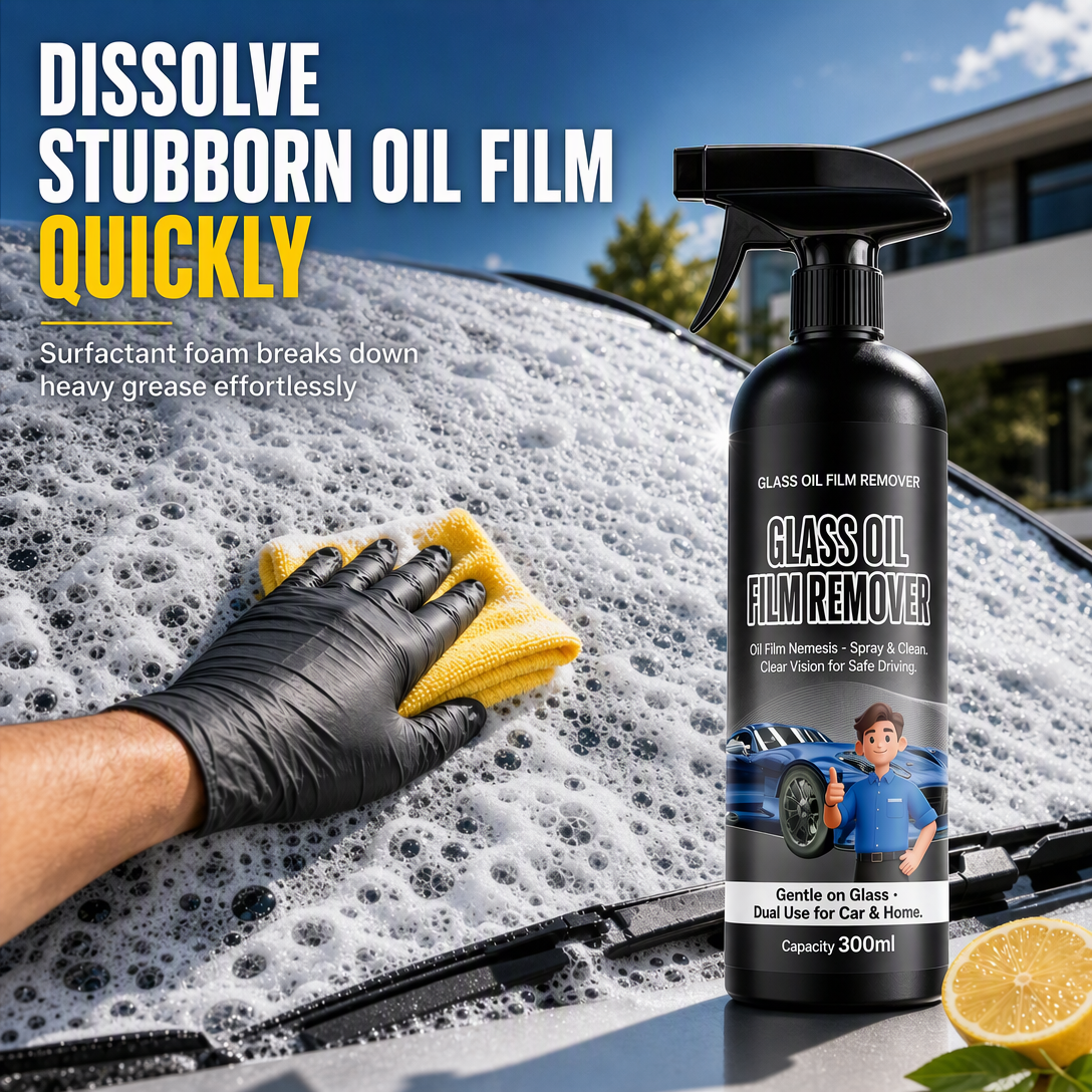 🚗Spray Eliminador de Película de Aceite en Vidrios de Auto💦Limpieza Profunda de Parabrisas