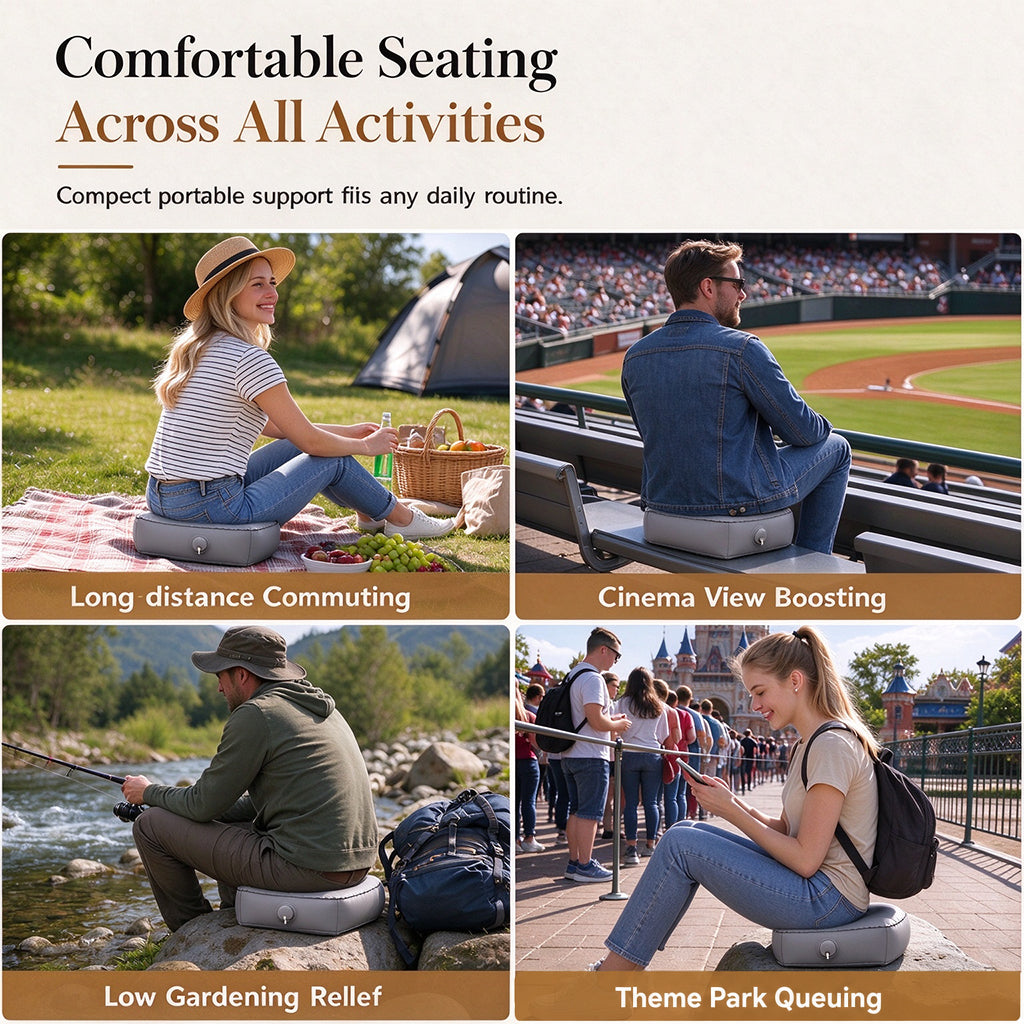 Cojín Inflable Portátil para Conciertos y Exteriores – Ligero e Impermeable