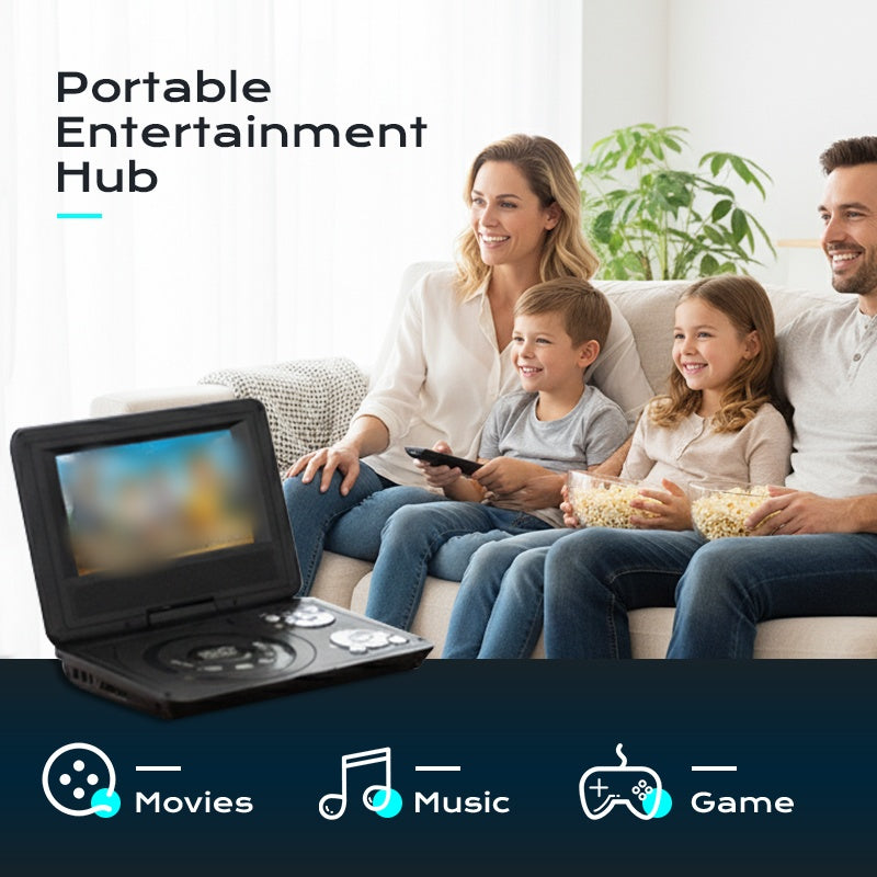 ✨ Reproductor portátil de DVD/EVD de 7,8 pulgadas — Pantalla giratoria y función de juegos🎮