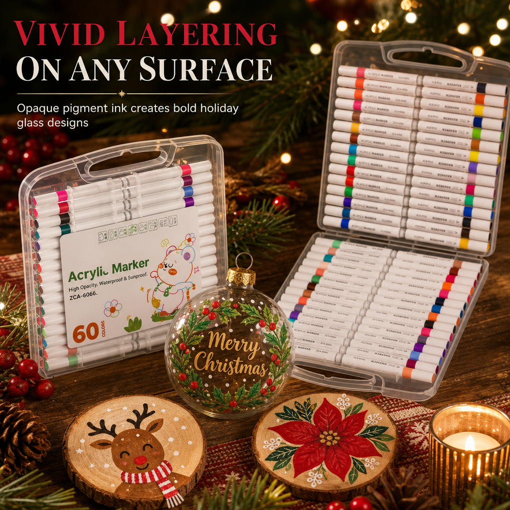 🎨¡50% de Descuento por Tiempo Limitado! 🖌️ Set de Marcadores Acrílicos con Estuche – Multisuperficie y Lavables ✨