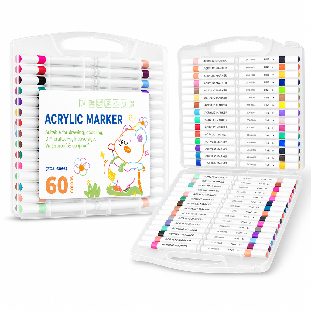 🎨¡50% de Descuento por Tiempo Limitado! 🖌️ Set de Marcadores Acrílicos con Estuche – Multisuperficie y Lavables ✨
