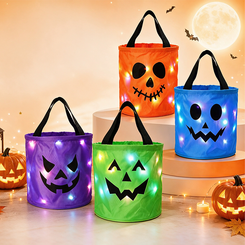Bolsa de Dulces de Halloween con Luces LED para Niños