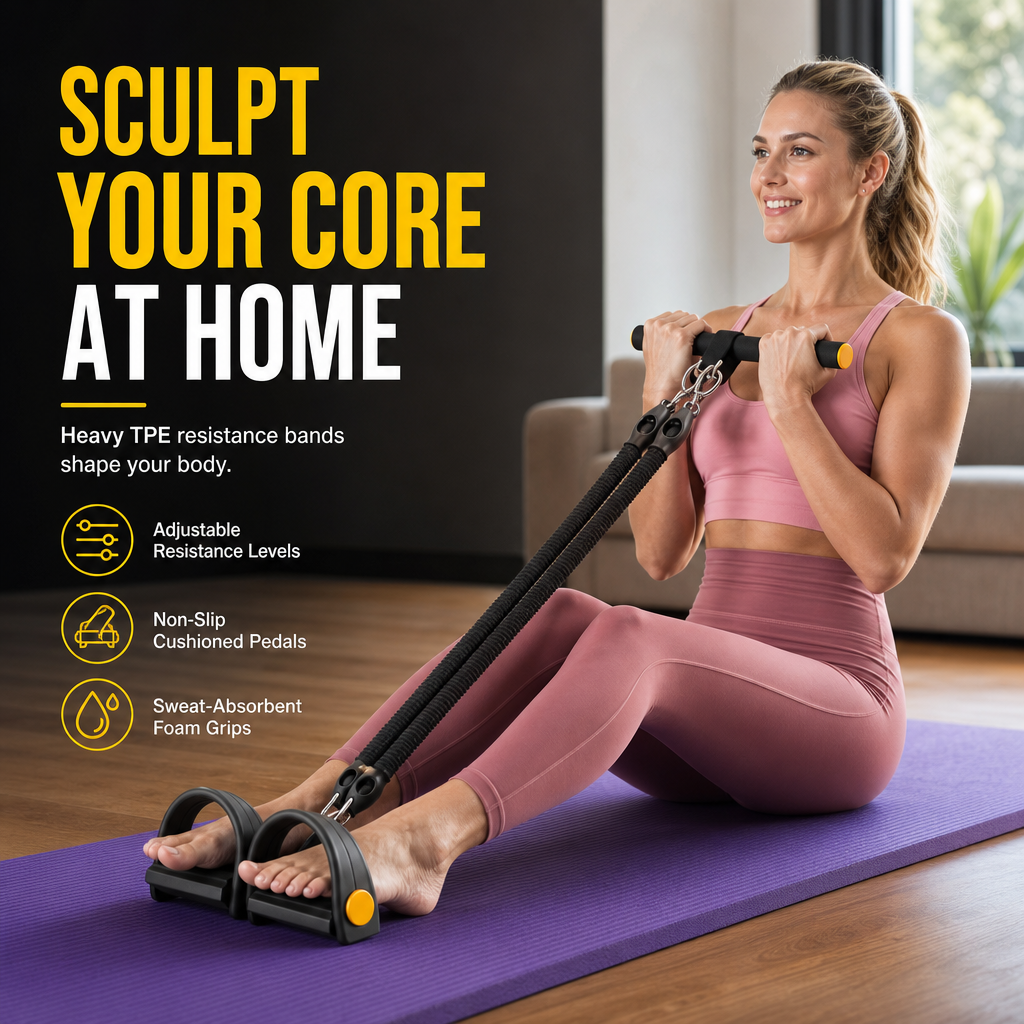Cuerda Elástica de Resistencia con Pedales Multifuncional para Ejercicio Abdominal y Fitness en Casa