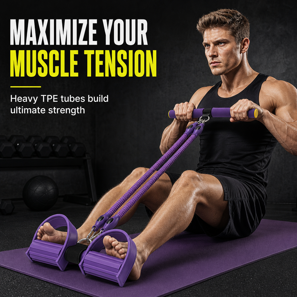 Cuerda Elástica de Resistencia con Pedales Multifuncional para Ejercicio Abdominal y Fitness en Casa